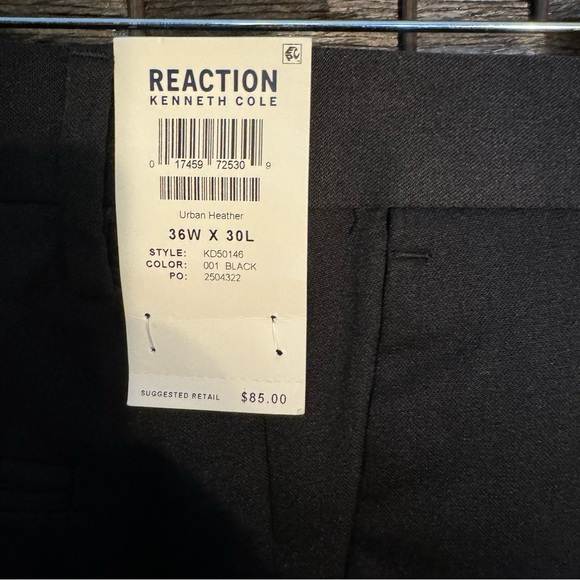 Reaction Kenneth Cole 36x30 Pants in Urban Heather Slim Fit NWT - Picture 2 of 3
